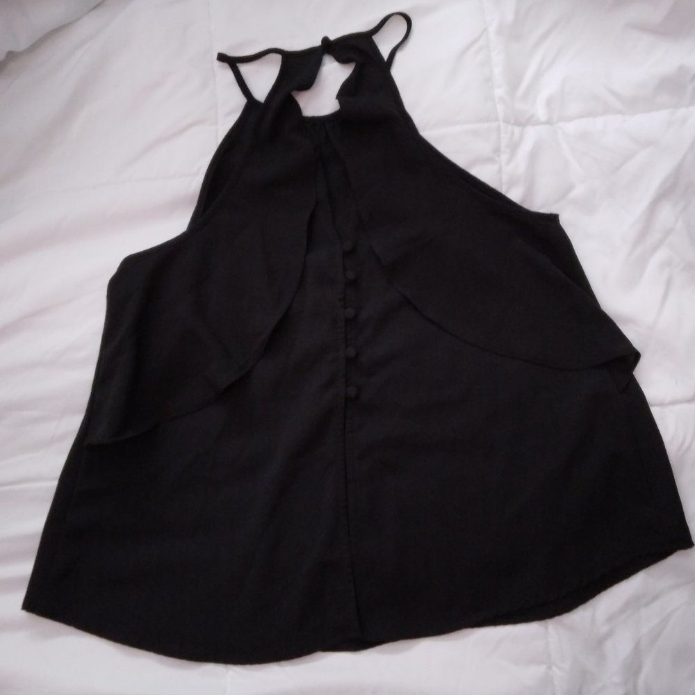 Semi-sheer Halter Blouse, Black XS Active USA